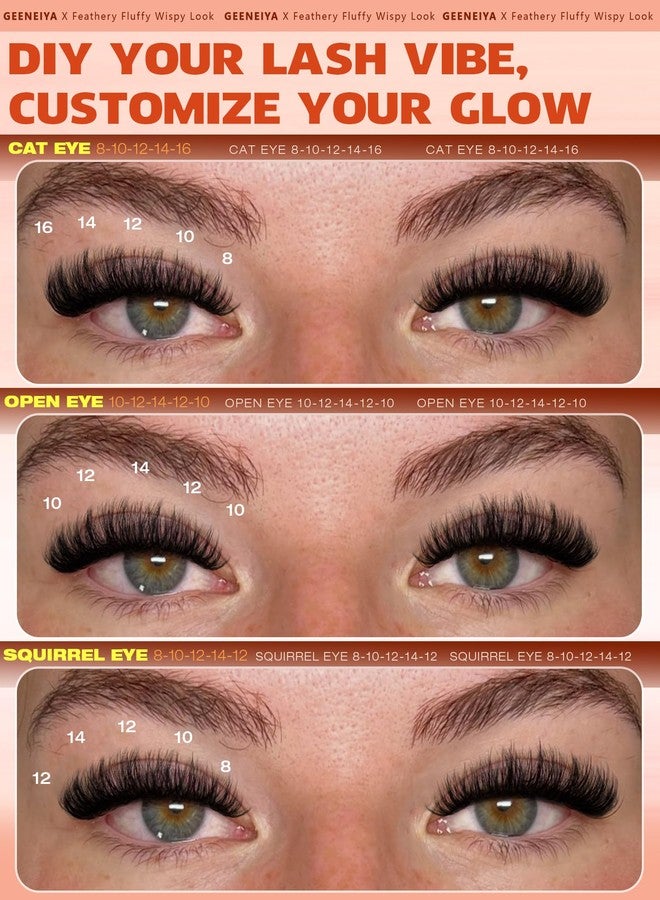 Geeneiya Fluffy Lash Clusters Wispy Eyelash Clusters, 8-16mm Natural Lashes Clusters, C Curl Cluster Eyelash Extensions, Natural Look Lash Extension for Beginners - Image 5